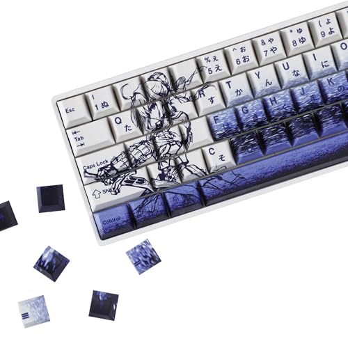 YMDK Sword Girl Theme Second Dimension Style Keycaps Full Set 73 Keys Cute Minimalist Cherry Profile PBT Top Print Custom Keycap for 60 65 68 MX Mechanical Keyboard YMDK Sword Girl Theme Second Dimension Style Keycaps Full Set 73 Keys Cute Minimalist Cherry Profile PBT Top Print Custom Keycap for 60 65 68 MX Mechanical Keyboard von YMDK