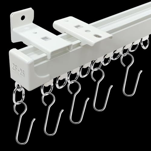 Raumteiler-Gardinenstangen, Schiene, Deckenvorhangschiene oder Wand, 4,7 m, mit Haken, robuste Vorhangschienen, weiß, geeignet für Wohnzimmer, Schlafzimmer, Badezimmer Raumteiler-Gardinenstangen, Schiene, Deckenvorhangschiene oder Wand, 4,7 m, mit Haken, robuste Vorhangschienen, weiß, geeignet für Wohnzimmer, Schlafzimmer, Badezimmer von YMDparts