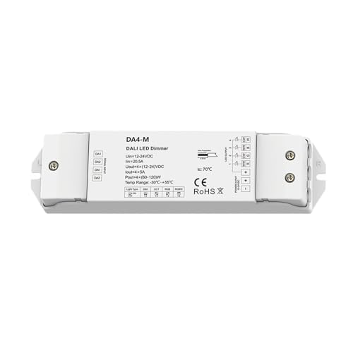 12V-24VDC 4CH DALI-Dimmer DA4-M 1 Adresse/4 Kanäle/DT8 DT6/konstante Spannung/PWM-Dimmung monochrom/CCT/RGB/RGBW LED-Streifen 12V-24VDC 4CH DALI-Dimmer DA4-M 1 Adresse/4 Kanäle/DT8 DT6/konstante Spannung/PWM-Dimmung monochrom/CCT/RGB/RGBW LED-Streifen von YMFYPRDV