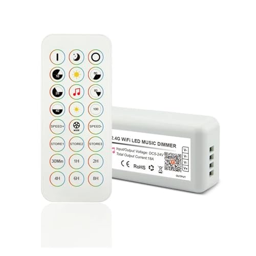 1PCS DC5-24V LED Controller 2,4G Fernbedienung 5050 CCT RGB RGBW RGBCCT LED Licht Streifen Dimmer musik Sync Stimme for Alexa(Single Color) von YMFYPRDV