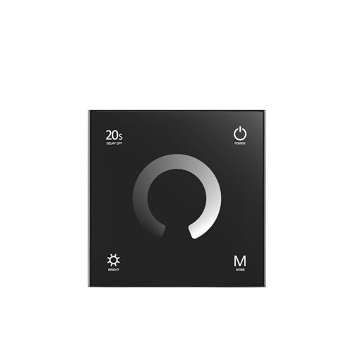 1PCS T1 LED Dimmer 12V 24V EU Wand Montiert Panel Monochrome LED Streifen Touch Dimmen 2,4G 4 Zone 8 Zone Fernbedienung RT1 RT6 RT8(T1-Dimmer-Black) von YMFYPRDV