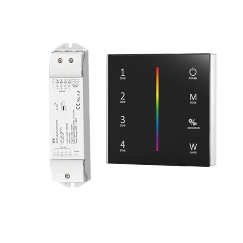 1PCS T24 86 Wand Montiert 2,4 GRF 4Zone RGB/RGBW Panel Touch PWM Fernbedienung Dimmen controller for LED Streifen/COB(T24-B and V4 RGBW) von YMFYPRDV