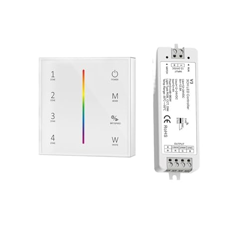 1PCS T24 86 Wand Montiert 2,4 GRF 4Zone RGB/RGBW Panel Touch PWM Fernbedienung Dimmen controller for LED Streifen/COB(T24-W and V3 RGB) von YMFYPRDV