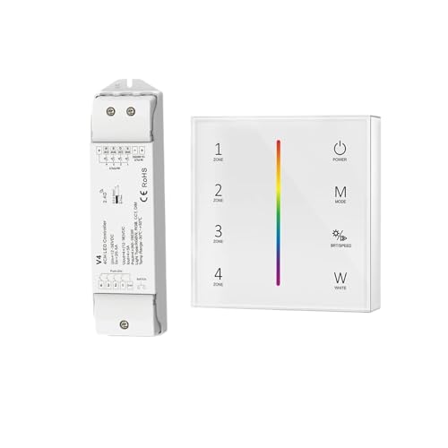 1PCS T24 86 Wand Montiert 2,4 GRF 4Zone RGB/RGBW Panel Touch PWM Fernbedienung Dimmen controller for LED Streifen/COB(T24-W and V4 RGBW) von YMFYPRDV