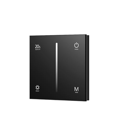 1PCS einfarbiger LED-Lichtstreifendimmer 0-10V EU-Wandglasscheibe 1-10V 1CH Touchscreen-Helligkeitsdimmung 2,4G drahtlose Fernbedienung(T18 Black Dimmer) von YMFYPRDV