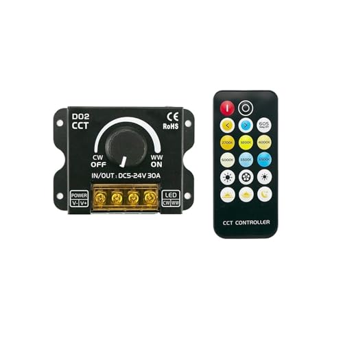 30-A-LED-Leuchte mit Knopfschalter-Dimmer und kabellosem RF-Controller, geeignet for 5050 SMD COB CCT-Bandlicht, stufenloses Dimmen von DC5–24 V(For dual color) von YMFYPRDV