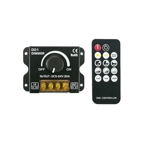 30-A-LED-Leuchte mit Knopfschalter-Dimmer und kabellosem RF-Controller, geeignet for 5050 SMD COB CCT-Bandlicht, stufenloses Dimmen von DC5–24 V(For single color) von YMFYPRDV
