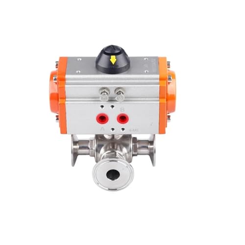 32-mm-Dreiwege-Sanitär-Pneumatik-Kugelhahn, doppeltwirkender Zylinder mit drei Klemmhülsen(L Type) von YMFYPRDV