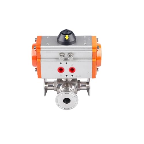 38-mm-Dreiwege-Sanitär-Pneumatik-Kugelhahn, doppeltwirkender Zylinder mit drei Klemmhülsen(L Type) von YMFYPRDV