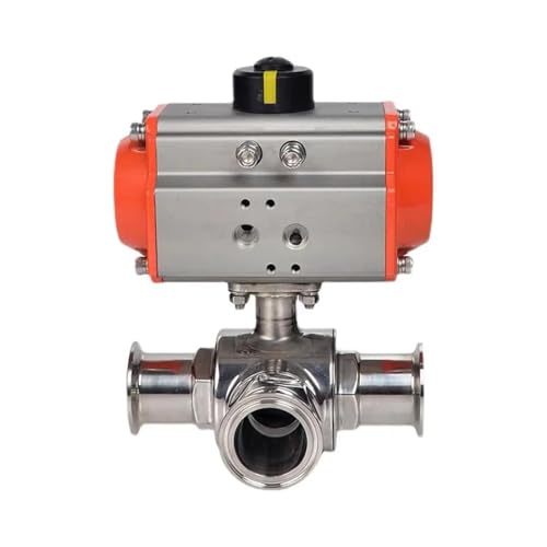 63-mm-Dreiwege-Sanitär-Pneumatik-Kugelhahn, doppeltwirkender Zylinder mit drei Klemmhülsen(L Type) von YMFYPRDV