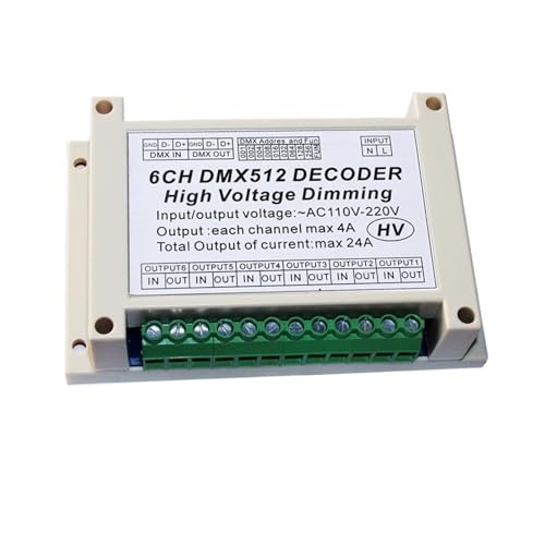 AC110V-220V Hochspannungs-DMX512-Decoder 6/12 Kanal 50HZ 6/12CH DMX-Dimmer for Glühlampen-Bühnenbeleuchtung(WS-DMX-HVDIM-6CH-KE) von YMFYPRDV