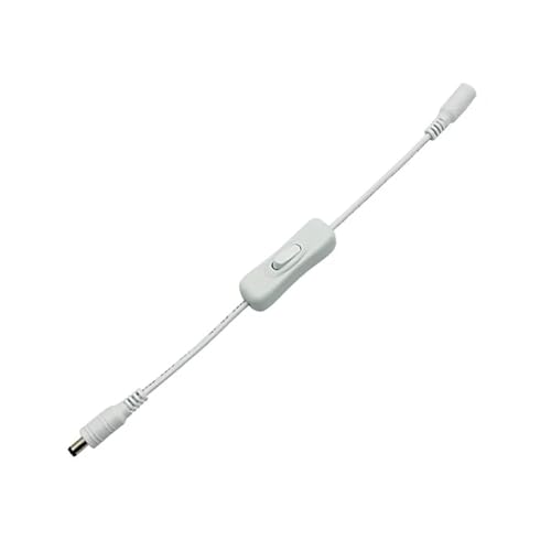 DC 5V 12V Lichtschalter weiblich männlich DC-Anschluss Netzkabel 5,5 x 2,1 mm ON OFF Inline for CCTV-LED-Lichtleiste 304 Schalter(White) von YMFYPRDV