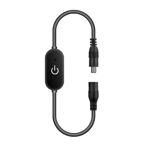 DC12V 5V 3A LED-Licht mit Touch-Dimmer-Schalter, Helligkeits-Dimm-Speicherfunktion mit DC-Stecker, geeignet for 5050 SMD COB LED-Lichtleiste(Black) von YMFYPRDV