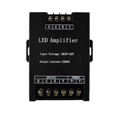 DC5V-24V Leistungsverstärker LED-Lichtleiste Farbcontroller 12V30A Signalverstärker Aluminium/Schwarz Repeater 360W(Black) von YMFYPRDV