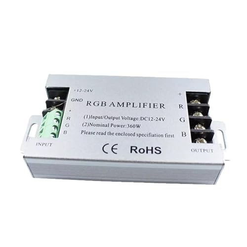 DC5V-24V Leistungsverstärker LED-Lichtleiste Farbcontroller 12V30A Signalverstärker Aluminium/Schwarz Repeater 360W(Silver) von YMFYPRDV