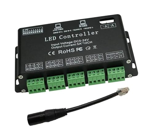 DMX 512-Decoder mit Digitalanzeige-Dimmtreiber RGBW 24-Kanal-LED-Decoder-Controller for Lampe DC5V-24V (24 Kanäle)(12 channle) von YMFYPRDV