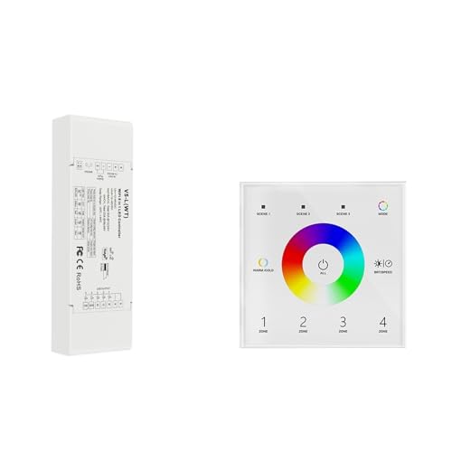 LED Controller 5 in 1 Dimmer CCT RGB RGBW RGBCCT Streifen Leben Drahtlose Fernbedienung 12V 24V V5-L-WT(T15 Set C(4 Zone)) von YMFYPRDV