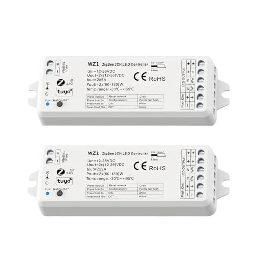 LED Dimmer 2-in-1 WW CW CCT Controller 12V 24V 36V DC 2,4G Remote Dimmer Schalter WZ1 Alexa Dimmer(2PCS WZ1) von YMFYPRDV