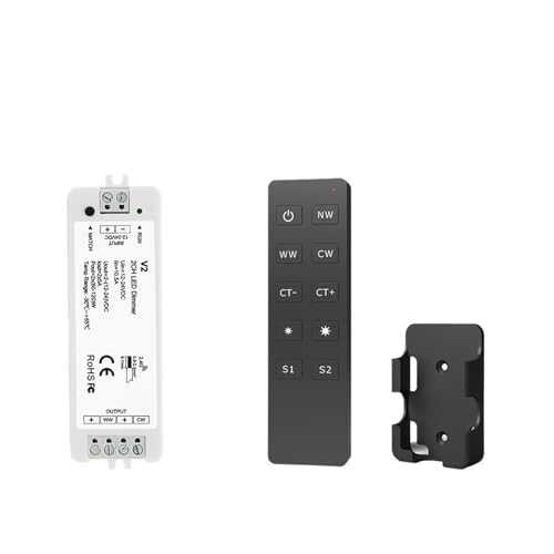 WW CW LED-Dimmer-Controller, 12 V, 24 V, 2 Kanäle, 10 A, 2,4 G, kabellose Fernbedienung, intelligenter WLAN-Dimmer for doppelte weiße CT-LED-Lichtleisten(V2 and R2 Set) von YMFYPRDV