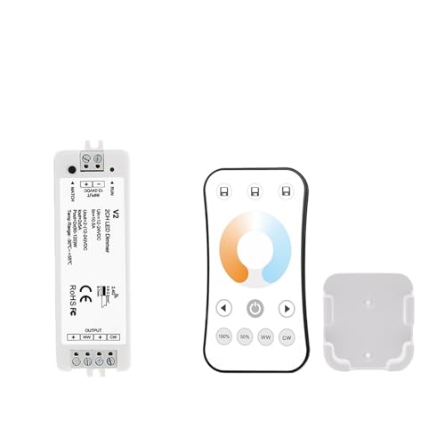 WW CW LED-Dimmer-Controller, 12 V, 24 V, 2 Kanäle, 10 A, 2,4 G, kabellose Fernbedienung, intelligenter WLAN-Dimmer for doppelte weiße CT-LED-Lichtleisten(V2 and R7-1 Set) von YMFYPRDV