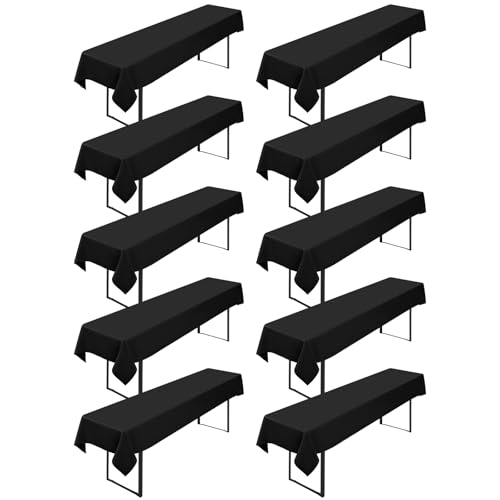 10 Stück Biertisch Tischdecke,für 50-70 cm Tischbreite, Schwarz Biertisch Biertischhussen Bierzeltgarnitur Rechteckige Tischdecken Waschbar 100x250cm für Gartenbankett-Gartenmöbel von YMHPRIDE