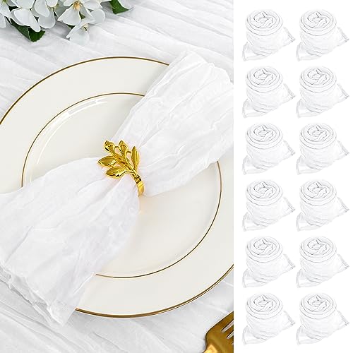 30 Stück Mullservietten 50 cm, Gaze-Käsetuch Vintage-Boho-Stoffservietten, Großpackung für Partys, Hochzeiten, Empfänge, Brautpartys, Tischdekorationen – Weiß von YMHPRIDE