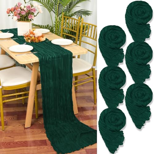 6 Stück Seihtuch Tischläufer Dunkelgrün,55 x 300 cm Grün Rustikaler Gaze Stoff Boho Tischläufer Käsetuch Cheesecloth Tischläufer Hochzeit Tischdecke für Hochzeitsfeier Brautparty Tischdekoration 6 Stück Seihtuch Tischläufer Dunkelgrün,55 x 300 cm Grün Rustikaler Gaze Stoff Boho Tischläufer Käsetuch Cheesecloth Tischläufer Hochzeit Tischdecke für Hochzeitsfeier Brautparty Tischdekoration von YMHPRIDE