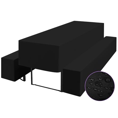 YMHPRIDE 1er-Set Biertischhussen, Schwarz Wasserdicht Bierbankhusse und Tischdecken, Set für 70 cm Tischbreite, Bierzeltgarnituren 220 x 70 x 35 cm für Gartenbankett-Gartenmöbel.（3 Packungen） von YMHPRIDE