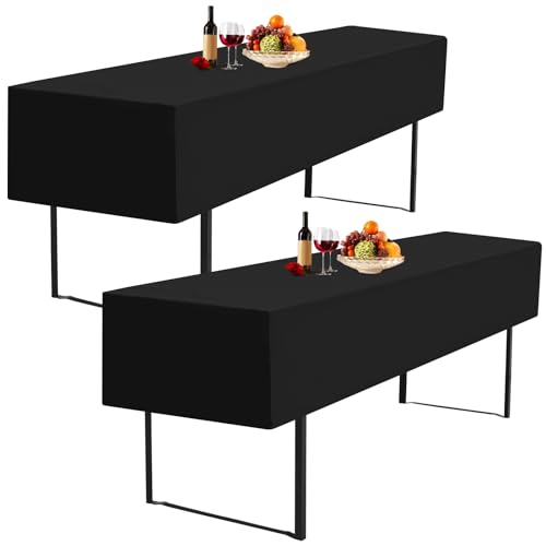 YMHPRIDE 2Pack Biertischhussen, Schwarz Biertischhusse Bierzeltgarnitur, Set für 70 cm Tischbreite, Biertisch Biertischhussen 220 x 70 x 35cm für Gartenbankett-Gartenmöbel-Bezüge. von YMHPRIDE