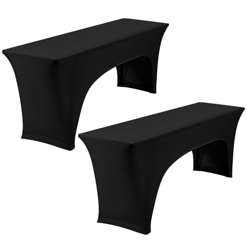 YMHPRIDE 2Pack Elastische Biertischhussen, Schwarz BierTischdecken, Set für 50 cm Tischbreite, Bierzeltgarnituren 220 x 50 x 70 cm für Gartenbankett-Gartenmöbel-Bezüge. von YMHPRIDE