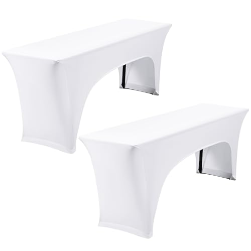 YMHPRIDE 2Pack Elastische Biertischhussen, weiße BierTischdecken, Set für 70 cm Tischbreite, Bierzeltgarnituren 220 x 70 x 70 cm für Gartenbankett-Gartenmöbel-Bezüge. von YMHPRIDE