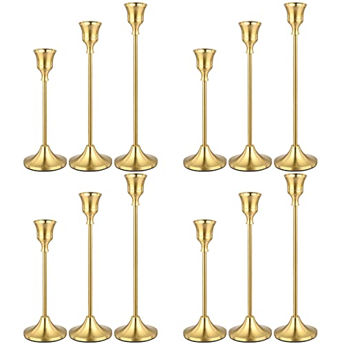 YMHPRIDE Messing Gold Kerzenhalter Set mit 12 konischen Kerzenhaltern, Vintage Modern Kerzenhalter Set für Abendessen, Zuhause, Hochzeit, Partydekoration Herzstück für Esstisch YMHPRIDE Messing Gold Kerzenhalter Set mit 12 konischen Kerzenhaltern, Vintage Modern Kerzenhalter Set für Abendessen, Zuhause, Hochzeit, Partydekoration Herzstück für Esstisch von YMHPRIDE