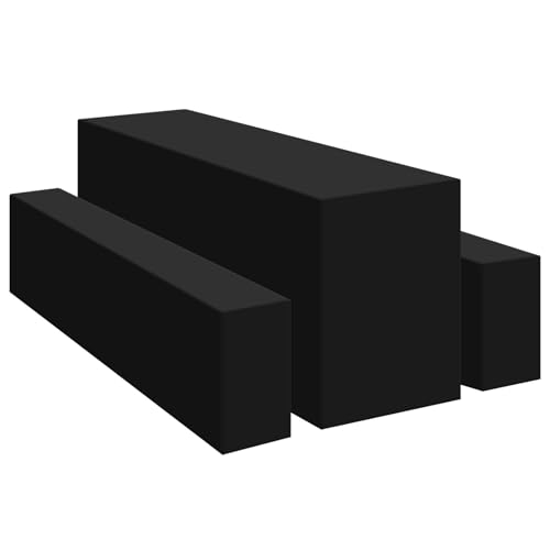 YMHPRIDE Schwarz Elastische Biertischhussen Bierbankhusse und Tischdecken-Set 3 TLG,50 cm Tischbreite,Bierzeltgarnituren 220 x 50 x 70 cm für Gartenbankett-Gartenmöbel.（3 Packungen） von YMHPRIDE