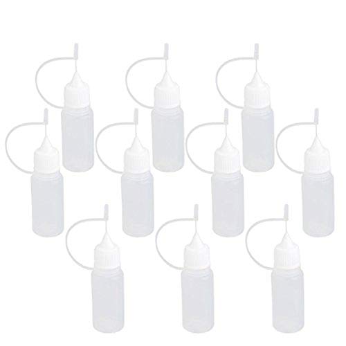 10 leere Kunststoff-Flaschen für Flüssigkeiten, zum Befüllen mit Nadel-Spitze, Applikator-Kleber-Flasche, DIY Quilling-Werkzeug, Präzisions-Flasche, 10 ml (10 Stück durchsichtig) von YMLOVE