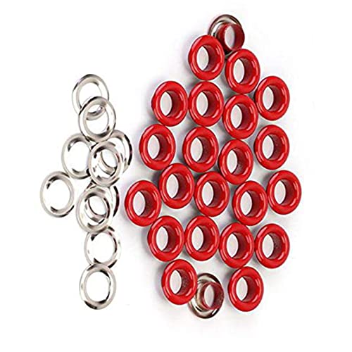 Ösen und Unterlegscheiben, rostfrei, für Kleidung, Planen, Leder und Scrapbooking, Rot, 8 mm, 100 Stück/Set von YMLOVE