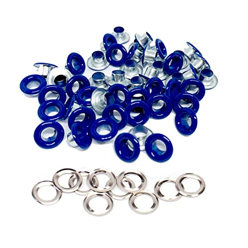 Ösen und Unterlegscheiben, rostfreie Ösen für Kleidung, Planen, Leder und Scrapbooking, 10 mm, 100 Stück/Set, 5 mm, Marineblau von YMLOVE