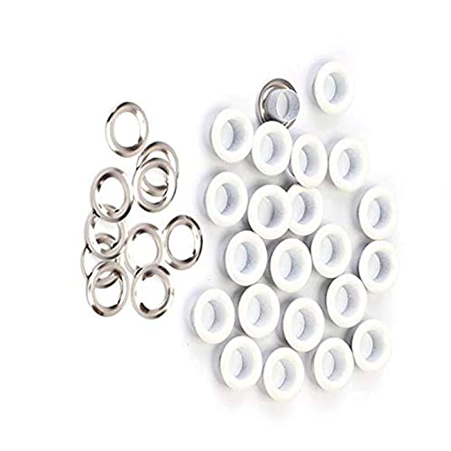 Ösen und Unterlegscheiben, rostfreie Ösen für Kleidung, Planen, Leder und Scrapbooking, 100 Stück/Set, 5 mm, Weiß, 8 mm von YMLOVE