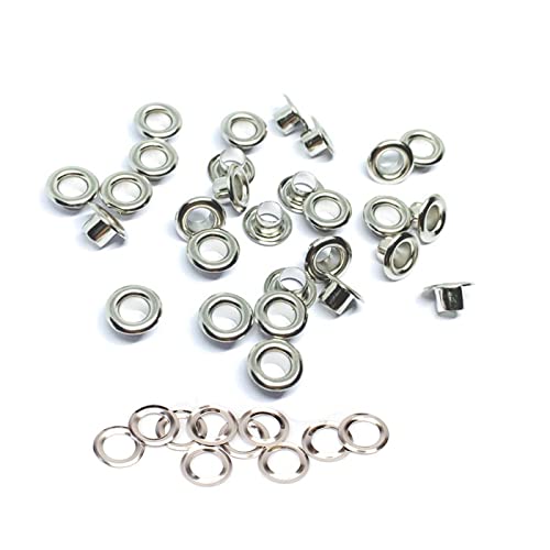 Ösen und Unterlegscheiben, rostfreie Ösen für Kleidung, Planen, Leder und Scrapbooking, 100 Stück/Set (4 mm, Silber) von YMLOVE