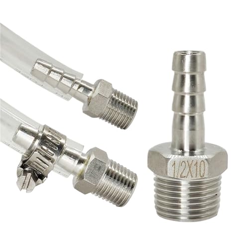 1 stück 1/8 "1/4" 3/8 "1/2" BSPT Männlich 304 Edelstahl Rohr Fitting 6 8 10 12 13 15 16mm Schlauch Barb Stecker Stahl Koppler(13mm,3/8") von YMSJQTFF