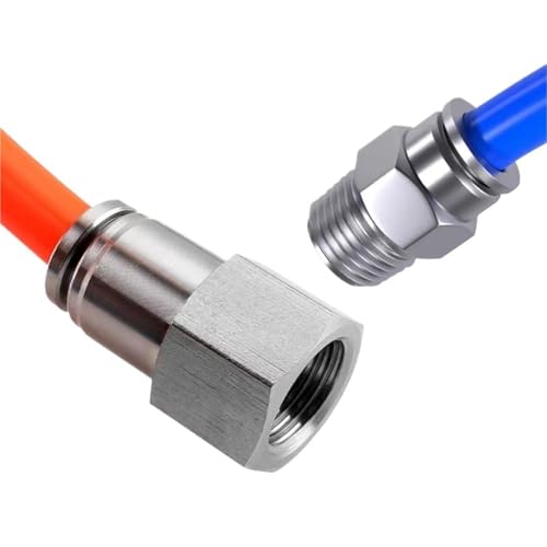 1 stück 304 Edelstahl Luftschlauchanschluss PC PL Pneumatische Rohrverschraubung Männlich Zu Weiblich Schnellverschluss Rohrverschraubungen(8-02 (8mm-1l4),PCF) von YMSJQTFF