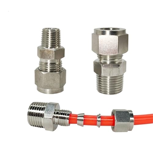 1 stück Edelstahl Doppelring-kompressionsverbinder 6 8 10 12 14mm Rohr Auf 1/8 "1/4" Außengewinde Rohrverschraubung(10mm OD Tube,3/8") von YMSJQTFF