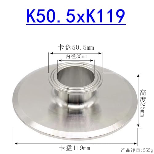 Tri Clamp Minderer Ende Abdeckung 1.5 "2" 2.5 "3" 4 "SS304 Flansch 50,5 64 77,5 91 119mm Ferrule Sanitär Homebrew Bier Fitting(1.5 inch x 4 inch,2 PCS_SS304) von YMSJQTFF
