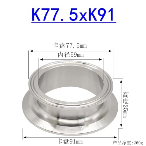 Tri Clamp Minderer Ende Abdeckung 1.5 "2" 2.5 "3" 4 "SS304 Flansch 50,5 64 77,5 91 119mm Ferrule Sanitär Homebrew Bier Fitting(2.5 inch x 3 inch,2 PCS_SS304) von YMSJQTFF