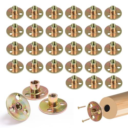 30 Stück T Muttern M8, 3 Loch T Nut Mutter Flanschmuttern Kohlenstoffstahl Flanschmutter mit Runder Basis Einschlagmuttern Brad Loch zur Befestigung Verbindungsmöbel (37x2,5mm) von YMTWSRY