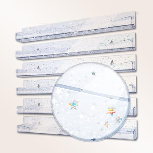 YMVV 38.1 cm Nagellack-Regal, wandmontiertes Regal mit schillerndem sternförmigen Glitzer-Pailletten innen, tolles Display für Salons, Einzelhändler (6 Stück) von YMVV