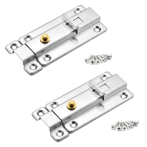 Türriegel,YMWALK 2 Stück 4-Zoll-Sicherheitstürriegel aus Edelstahl mit Schrauben für alle Arten von Innentüren (Automatischer Rückprall) von YMWALK