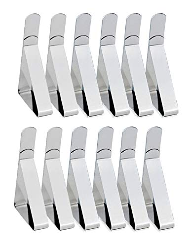 YMWALK Tischdeckenclips, 12 Stück verstellbare Tischdeckenclips Edelstahl Tischdeckenklemmen Tischdeckenhalter für Zuhause, Essen, Picknick, Party und Hochzeit von YMWALK