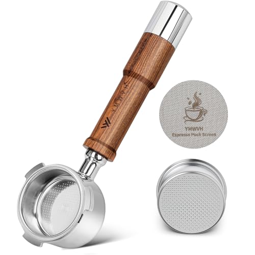 Bodenloser Siebträger 51mm 3 Ears mit Espresso Puck Screen- kompatibel DeLonghi Dedica EC680/EC685/EC885,Siebträger 51mm mit Walnuss Holzgriff,inklusive Siebträger-Filterkorb Edelstahl 304. von YMWVH