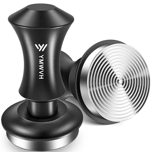 YMWVH Kaffee Tamper mit Base Ripple 51mm, Edelstahl Espresso Tamper mit 30lbs Anpressdruck,Barista Stempel Kaffeepresse für 51mm Bodenloser Siebträger von YMWVH