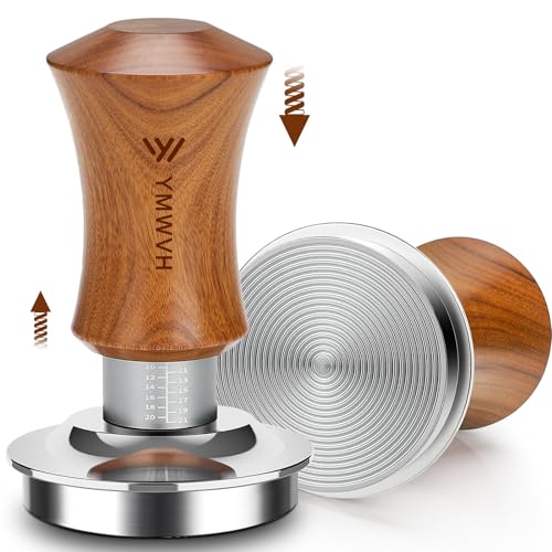 YMWVH V5 Espresso-Tamper, 51 mm, 2 federbelastete, kalibrierte Tamper mit hochwertigem Edelstahl, Walnussholz-Griff, Tamper kompatibel mit Espresso-Kaffeemaschine, Siebträger mit 51 mm Durchmesser von YMWVH